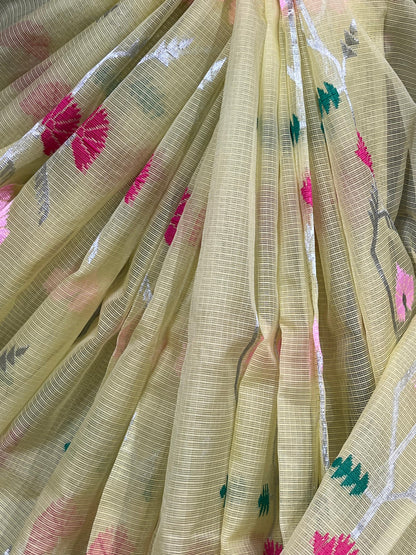 OLIVE GREEN PURE HANDLOOM KOTA DORIYA SAREE