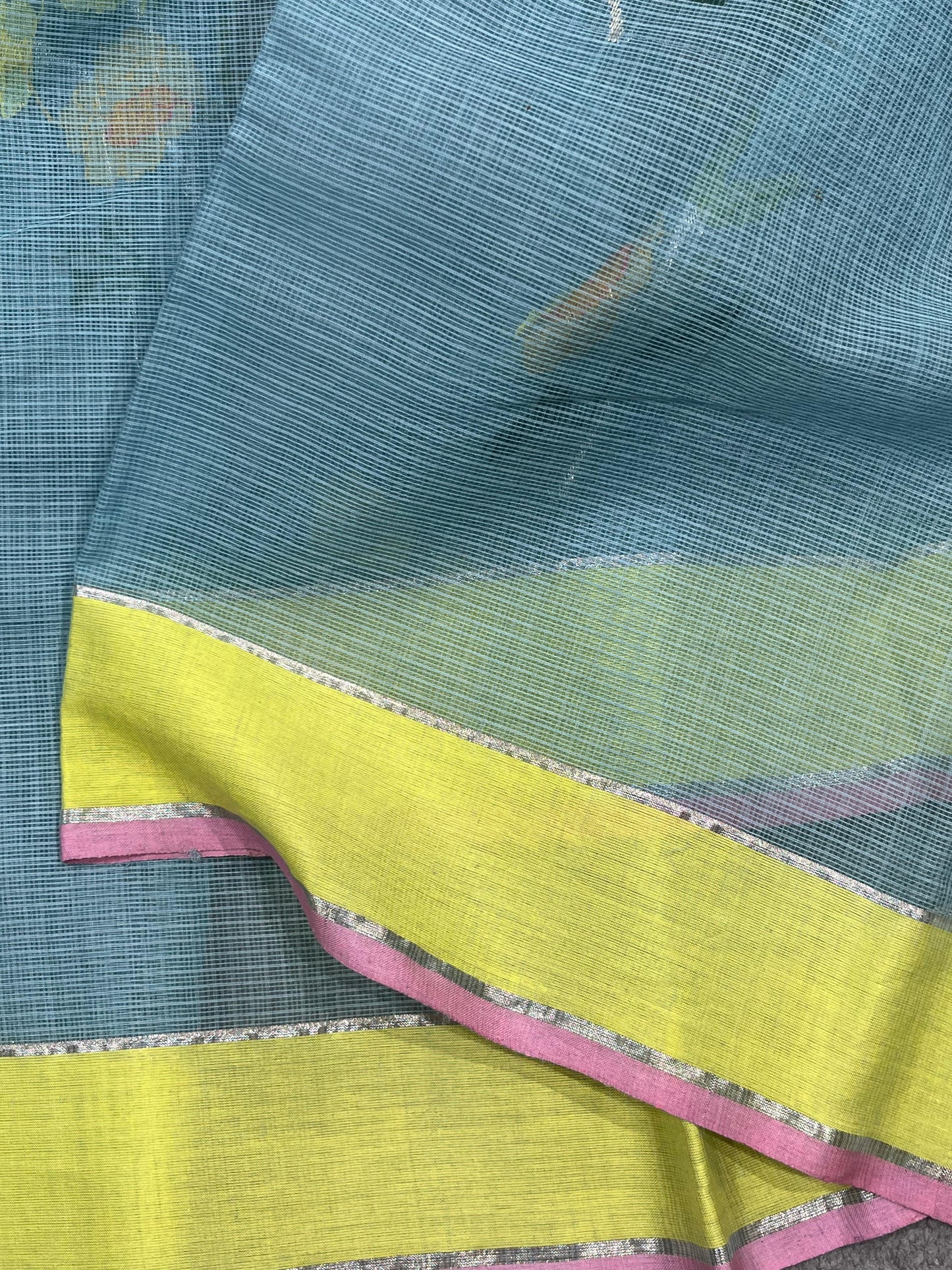 STEEL BLUE PURE HANDLOOM KOTA DORIYA SAREE