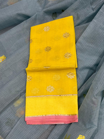 STEEL BLUE PURE HANDLOOM KOTA DORIYA SAREE