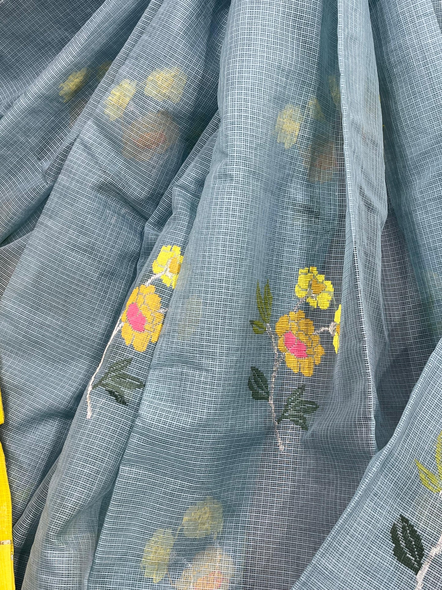 STEEL BLUE PURE HANDLOOM KOTA DORIYA SAREE