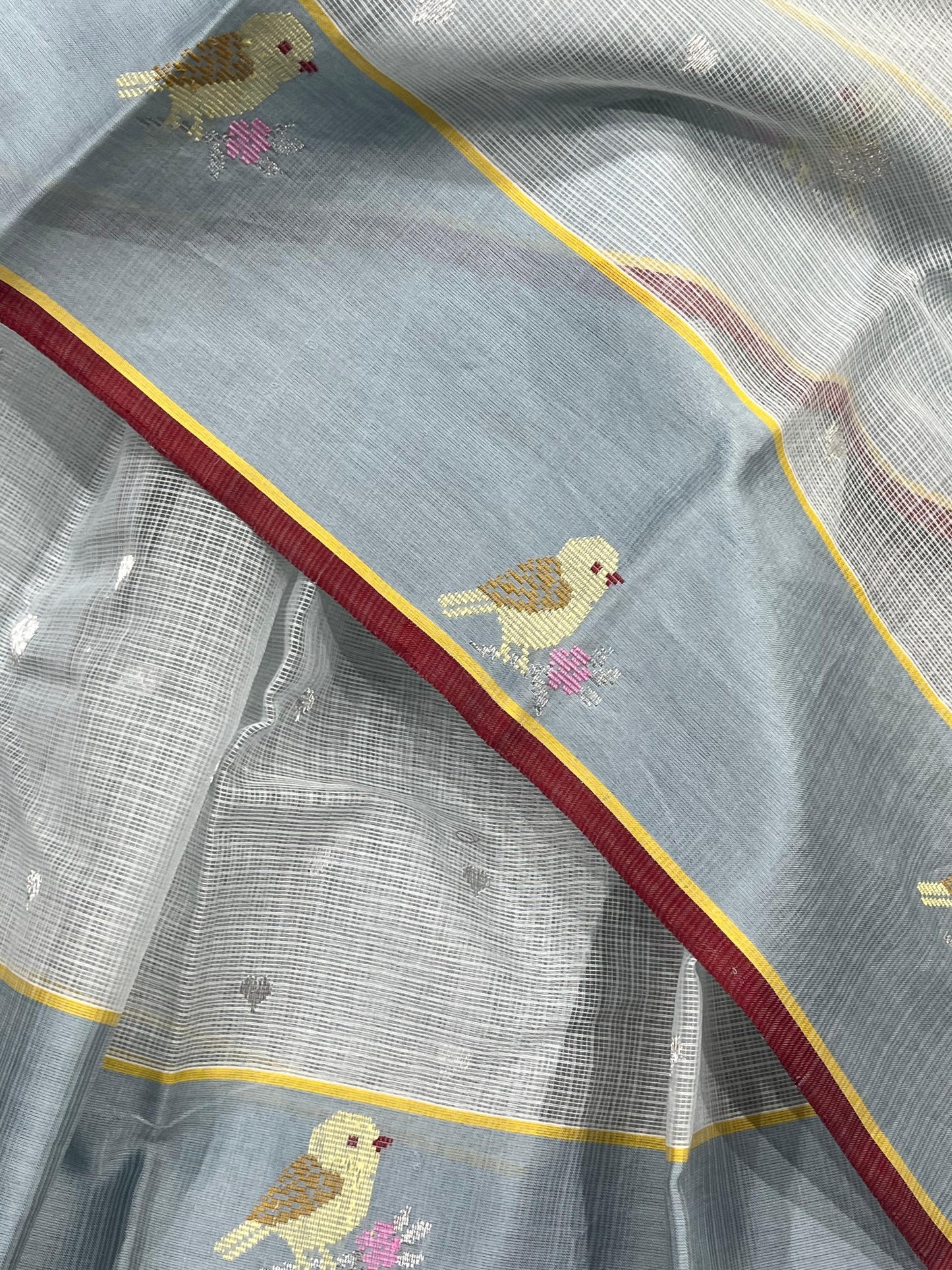 GREY PURE HANDLOOM KOTA DORIYA SAREE