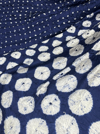 NAVY BLUE MODAL SILK PURE HANDLOOM BHANDEJ DUPATTA