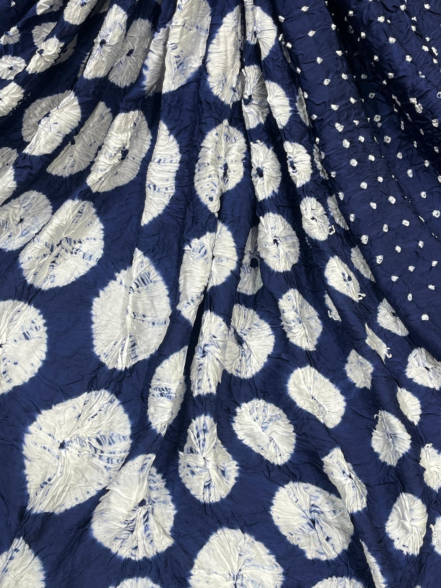 NAVY BLUE MODAL SILK PURE HANDLOOM BHANDEJ DUPATTA
