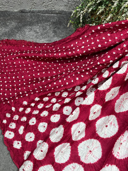 RED MODAL SILK PURE HANDLOOM BHANDEJ DUPATTA