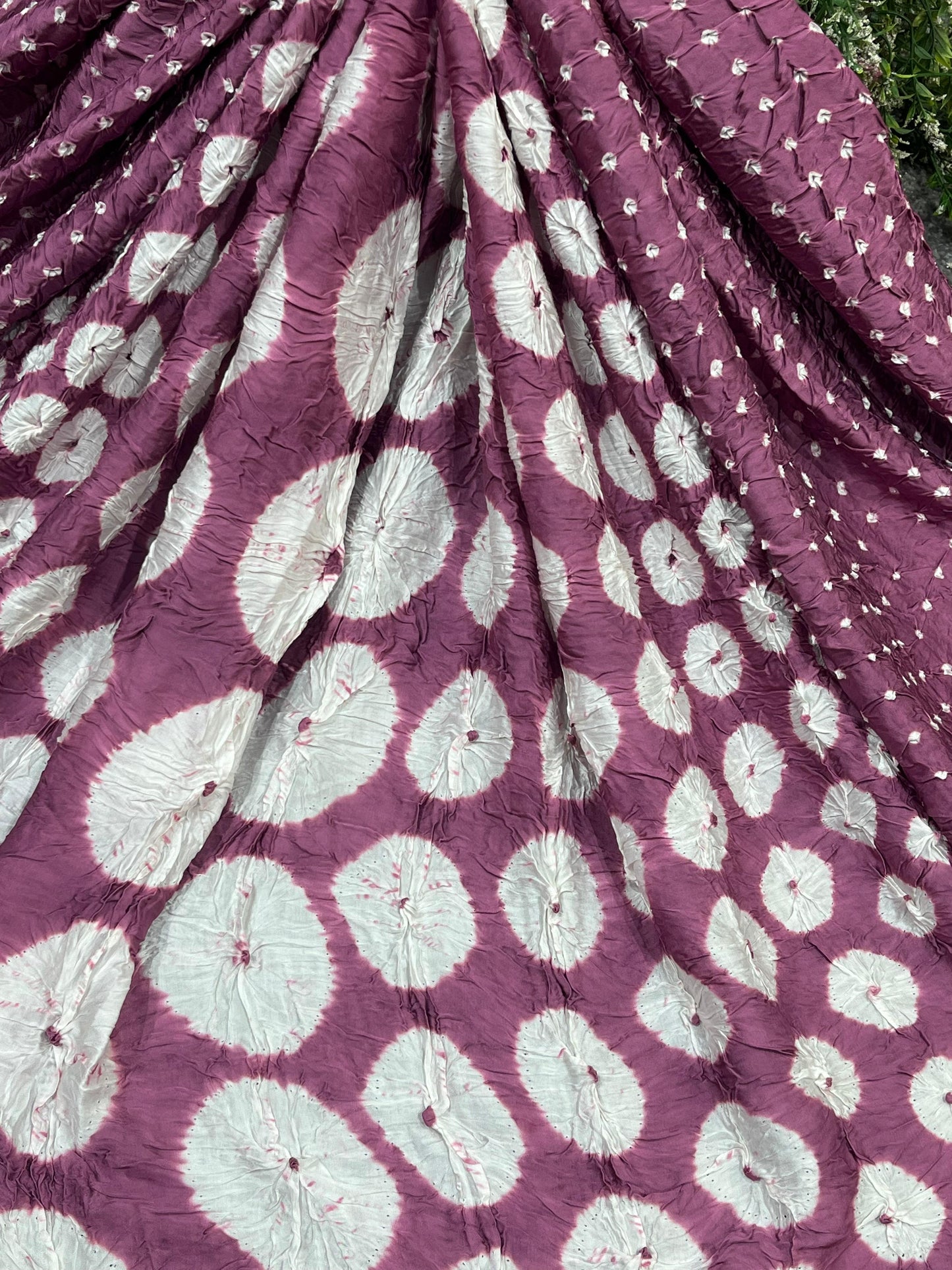 MAUVE MODAL SILK PURE HANDLOOM BHANDEJ DUPATTA