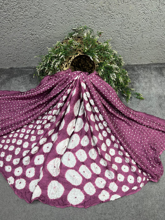 MAUVE MODAL SILK PURE HANDLOOM BHANDEJ DUPATTA