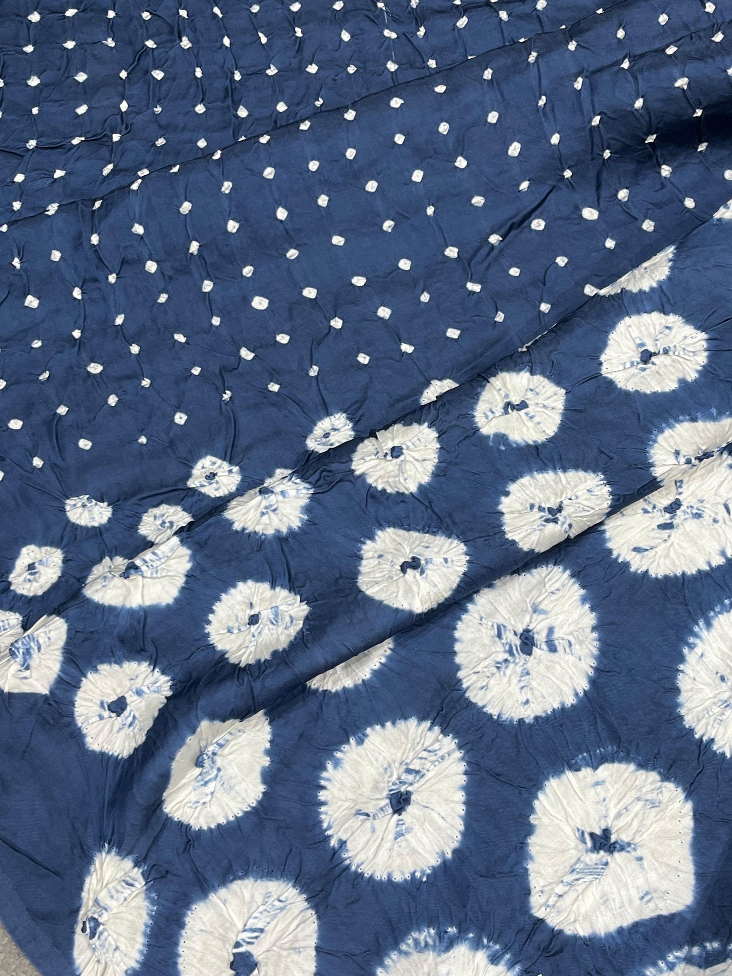 NAVY BLUE MODAL SILK PURE HANDLOOM BHANDEJ DUPATTA