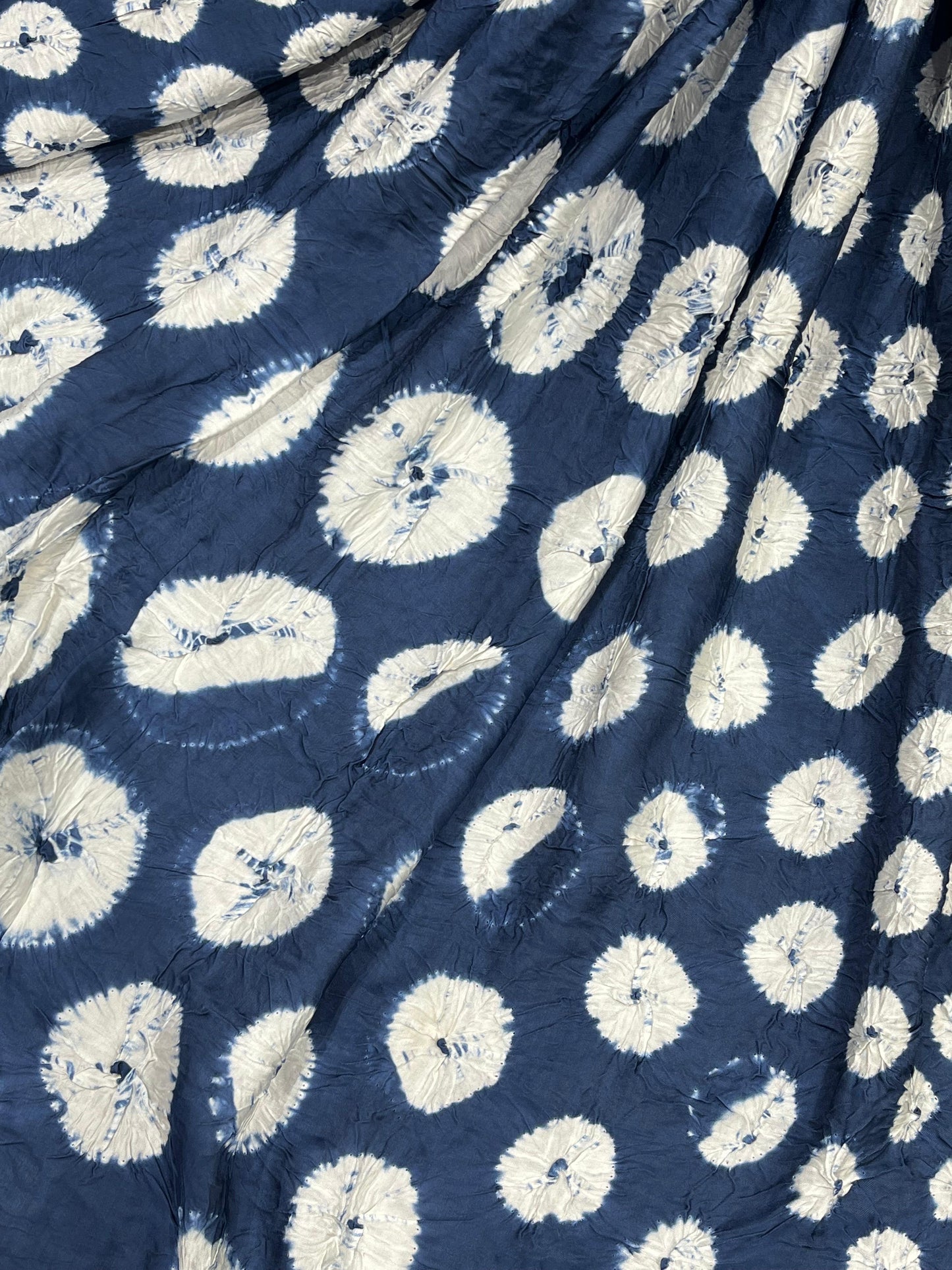 NAVY BLUE MODAL SILK PURE HANDLOOM BHANDEJ DUPATTA