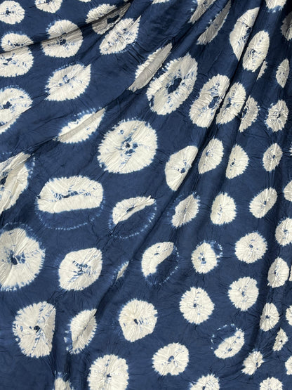 NAVY BLUE MODAL SILK PURE HANDLOOM BHANDEJ DUPATTA