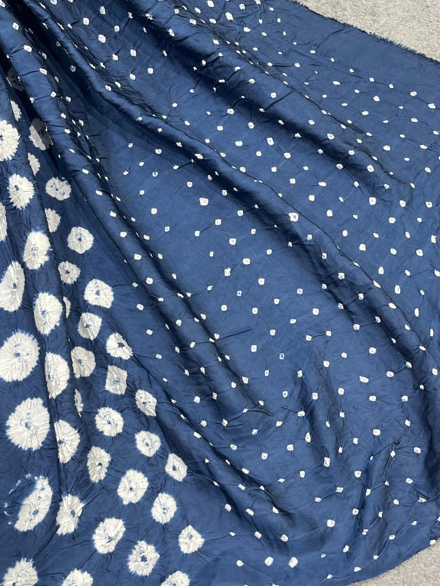 NAVY BLUE MODAL SILK PURE HANDLOOM BHANDEJ DUPATTA