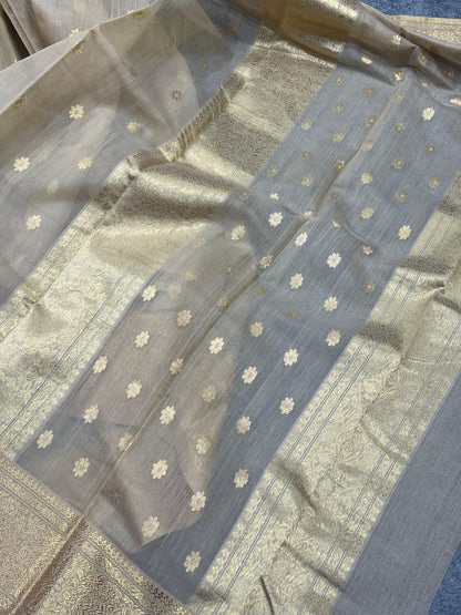 LIGHT BEIGE COTTON PURE HANDLOOM CHANDERI SAREE