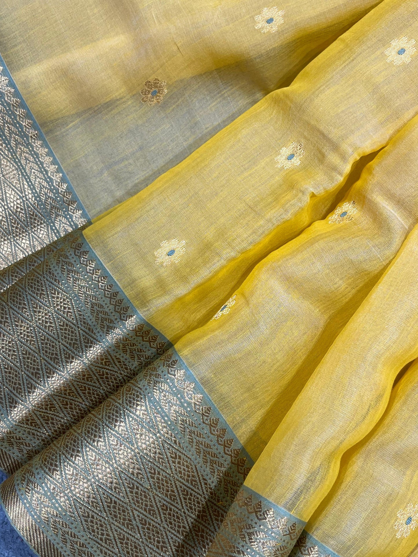 YELLOW COTTON PURE HANDLOOM CHANDERI SAREE