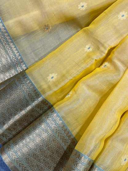 YELLOW COTTON PURE HANDLOOM CHANDERI SAREE
