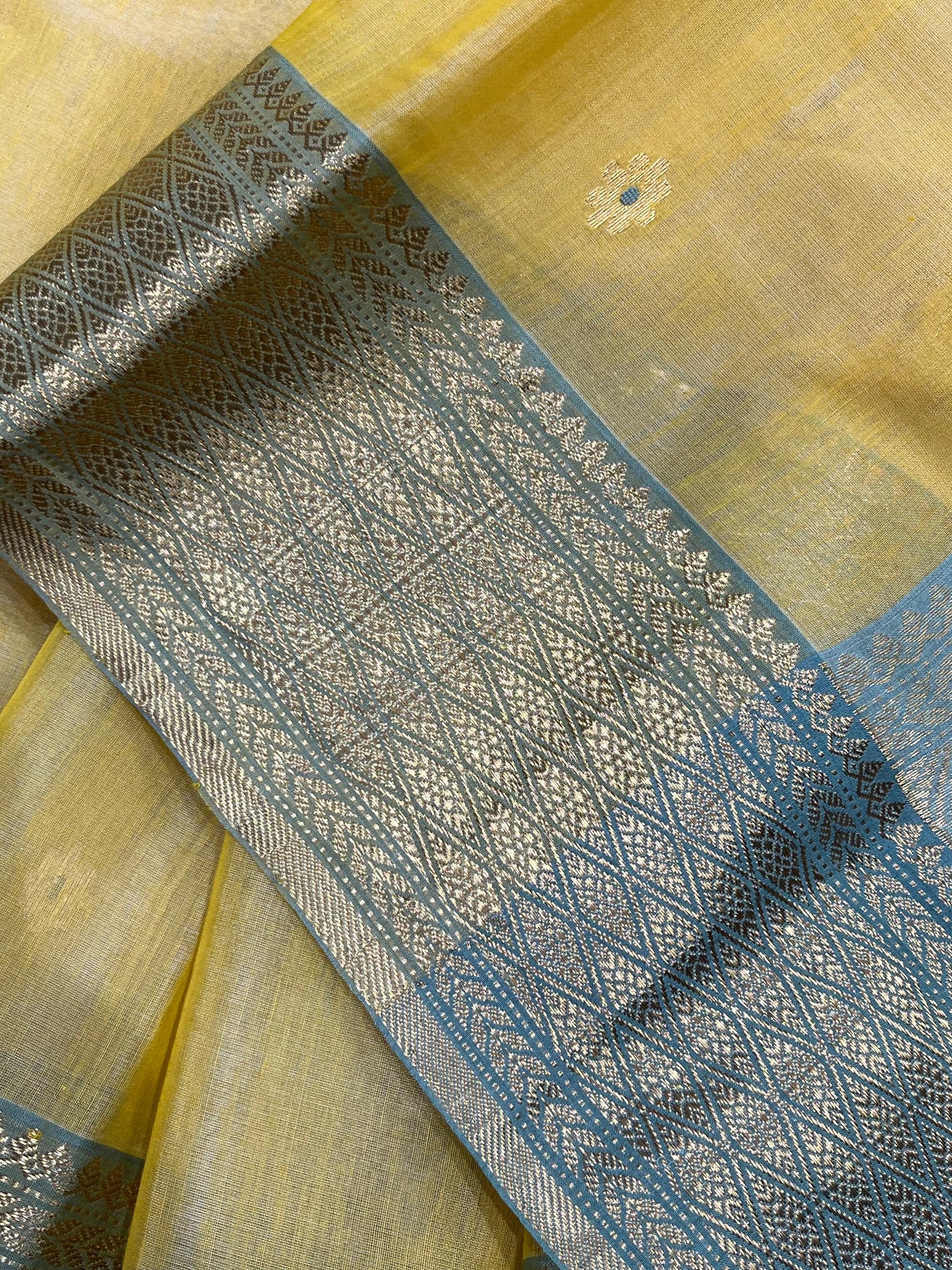 YELLOW COTTON PURE HANDLOOM CHANDERI SAREE