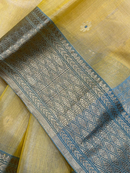 YELLOW COTTON PURE HANDLOOM CHANDERI SAREE