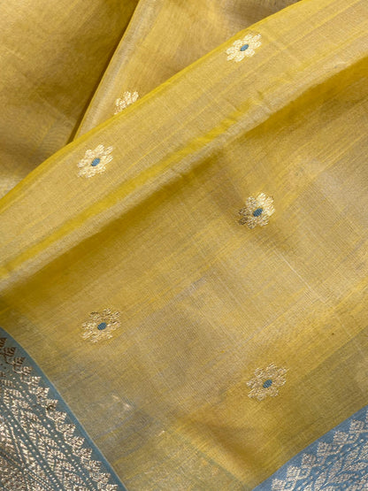 YELLOW COTTON PURE HANDLOOM CHANDERI SAREE
