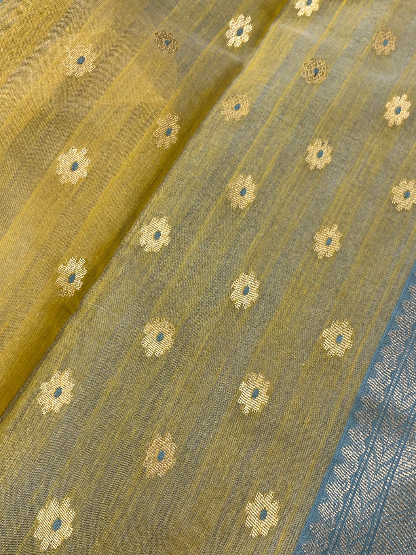 YELLOW COTTON PURE HANDLOOM CHANDERI SAREE