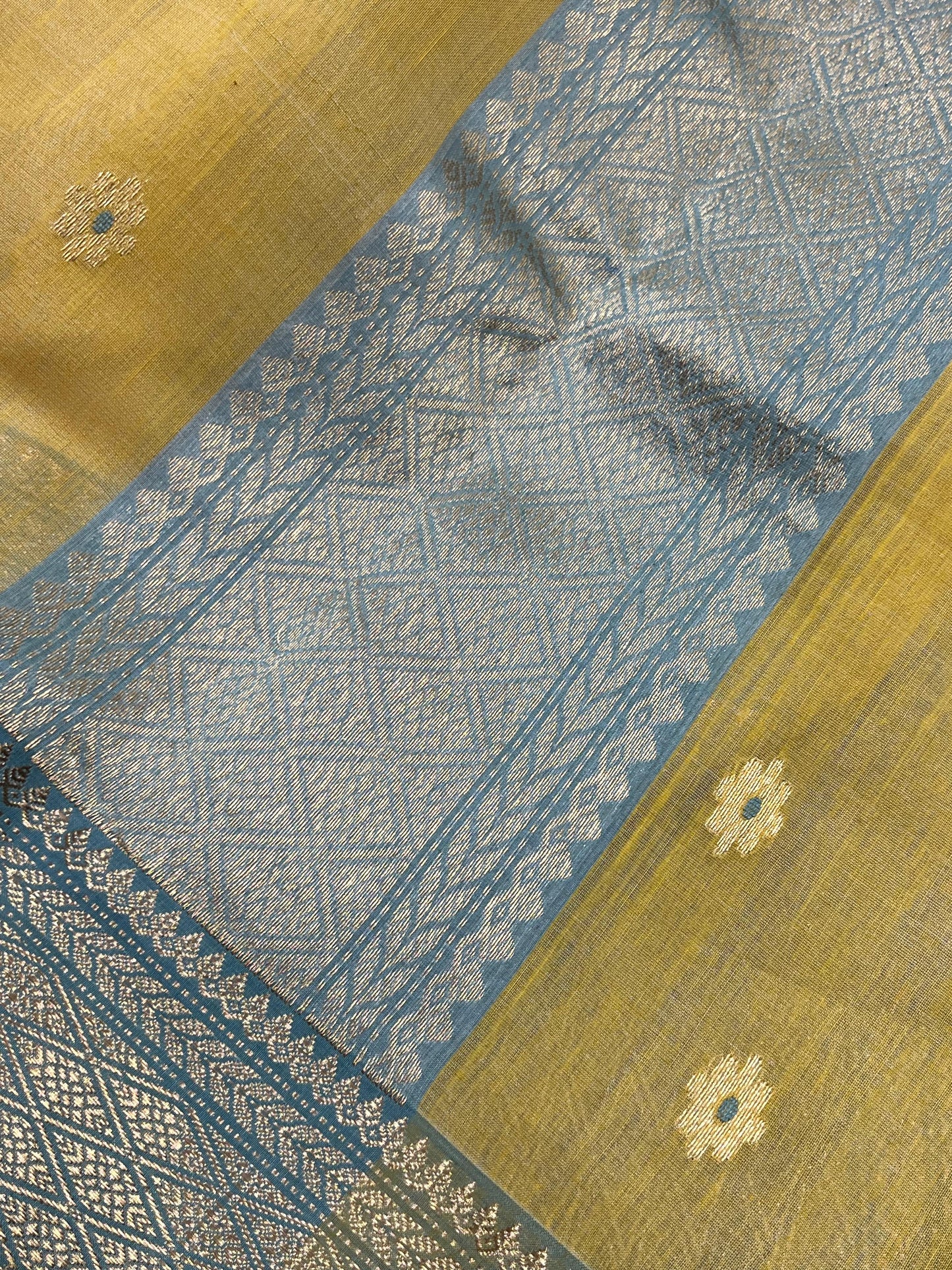 YELLOW COTTON PURE HANDLOOM CHANDERI SAREE