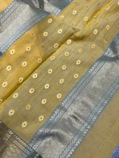 YELLOW COTTON PURE HANDLOOM CHANDERI SAREE