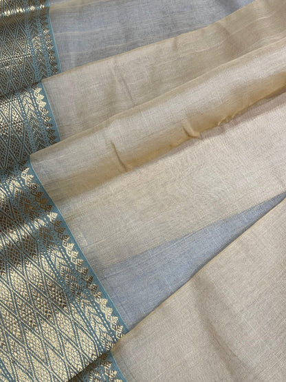 BEIGE COTTON PURE HANDLOOM CHANDERI SAREE