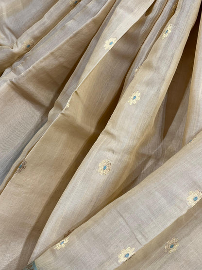 BEIGE COTTON PURE HANDLOOM CHANDERI SAREE
