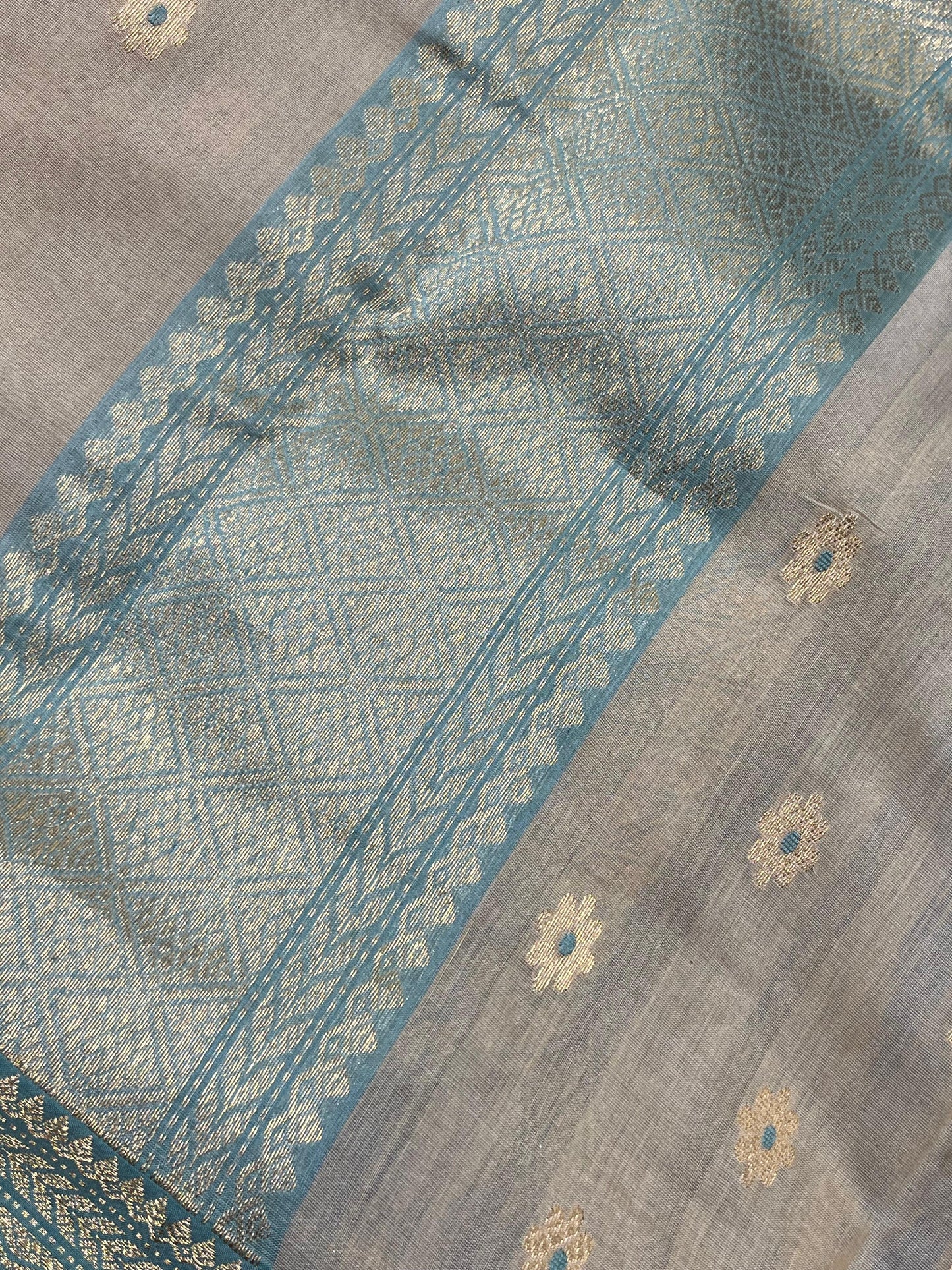 BEIGE COTTON PURE HANDLOOM CHANDERI SAREE