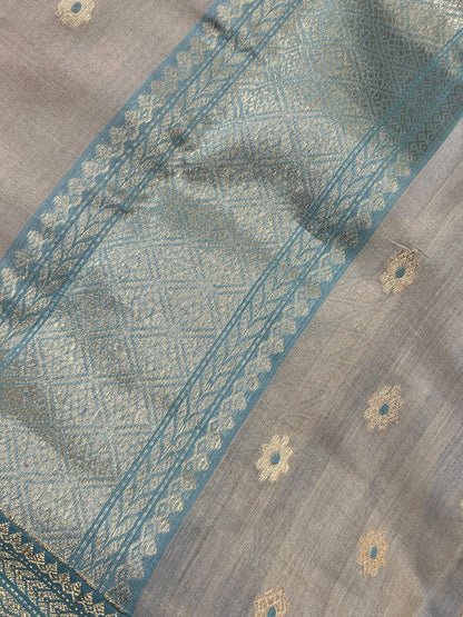 BEIGE COTTON PURE HANDLOOM CHANDERI SAREE