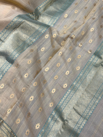 BEIGE COTTON PURE HANDLOOM CHANDERI SAREE