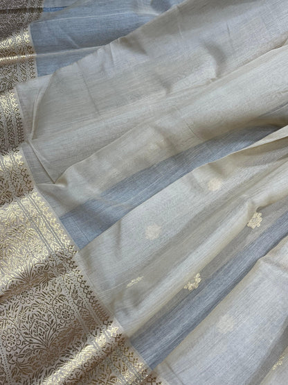 LIGHT BEIGE COTTON PURE HANDLOOM CHANDERI SAREE