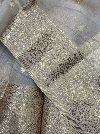 LIGHT BEIGE COTTON PURE HANDLOOM CHANDERI SAREE