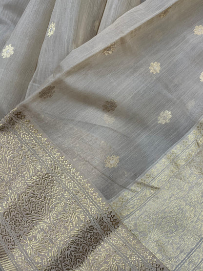 LIGHT BEIGE COTTON PURE HANDLOOM CHANDERI SAREE