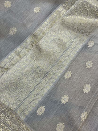 LIGHT BEIGE COTTON PURE HANDLOOM CHANDERI SAREE