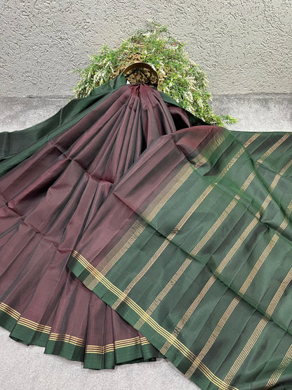 MAUVE BROWN SILK PURE HANDLOOM KANJIVARAM SAREE