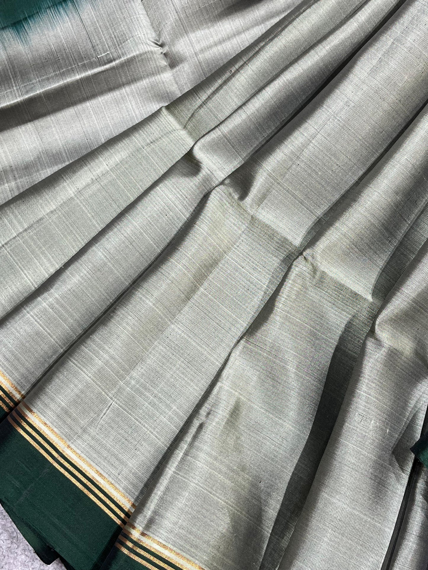 SAGE GREY SILK PURE HANDLOOM KANJIVARAM SAREE