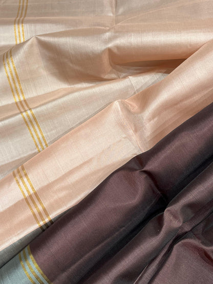 DARK BROWN SILK PURE HANDLOOM KANJIVARAM SAREE