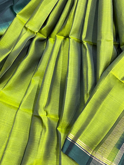 LIME GREEN SILK PURE HANDLOOMK KANJIVARAM SAREE