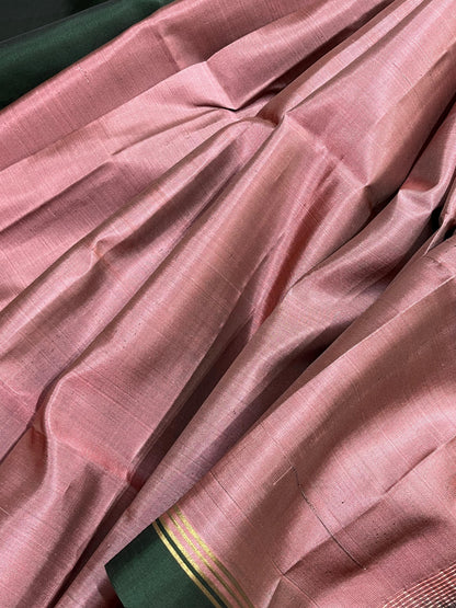 DUSTY PINK SILK PURE HANDLOOM KANJIVARAM SAREE