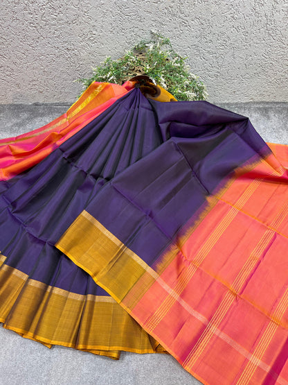 PURPLE SILK PURE HANDLOOM KANJIVARAM SAREE