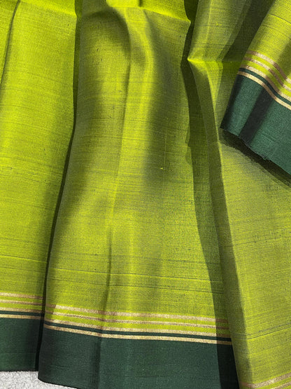 LIME GREEN SILK PURE HANDLOOMK KANJIVARAM SAREE