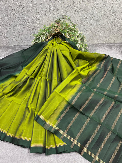 LIME GREEN SILK PURE HANDLOOMK KANJIVARAM SAREE