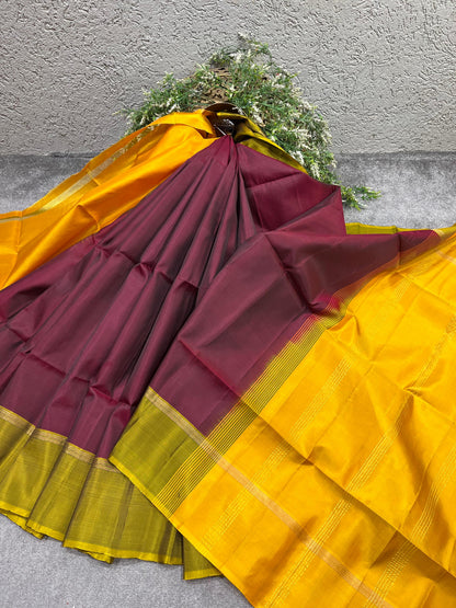 WINE MAROON SILK PURE HANDLOOM KANJIVARAM SAREE