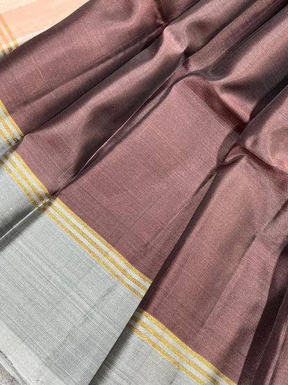 DARK BROWN SILK PURE HANDLOOM KANJIVARAM SAREE