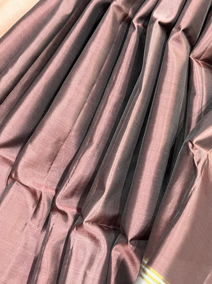 DARK BROWN SILK PURE HANDLOOM KANJIVARAM SAREE