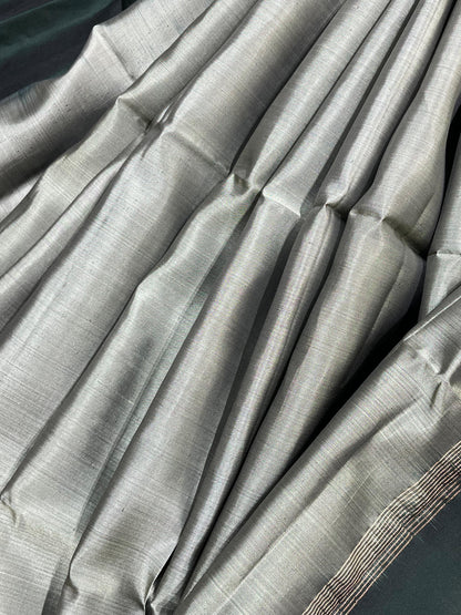 SAGE GREY SILK PURE HANDLOOM KANJIVARAM SAREE