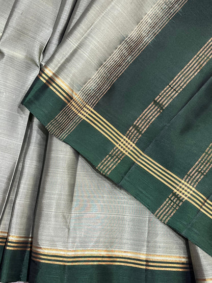 SAGE GREY SILK PURE HANDLOOM KANJIVARAM SAREE