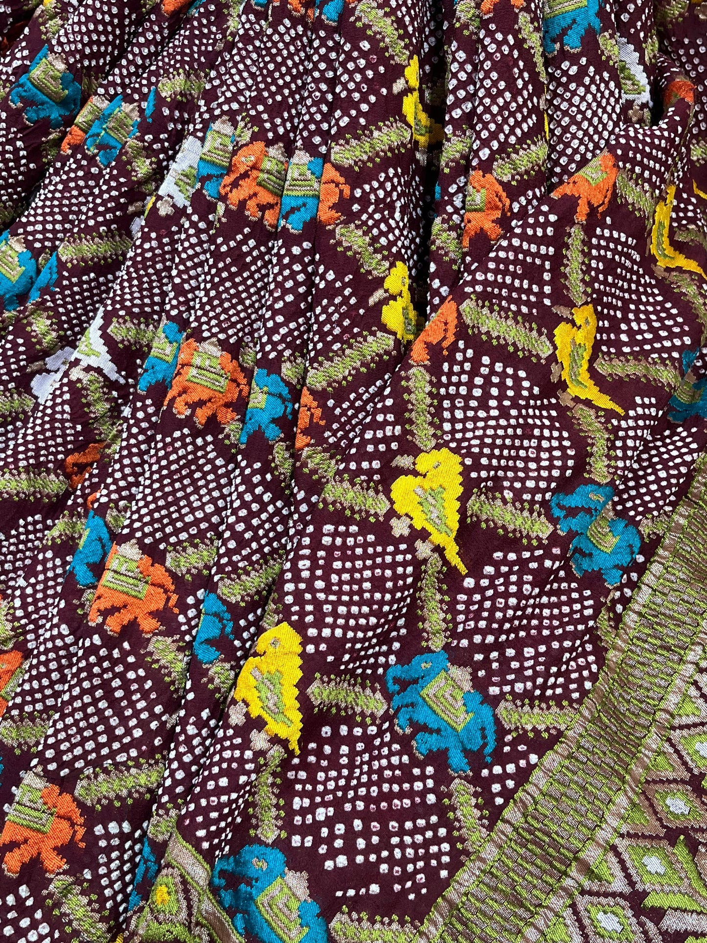 MAROON GEORGETTE PURE HANDLOOM BHANDEJ SAREE