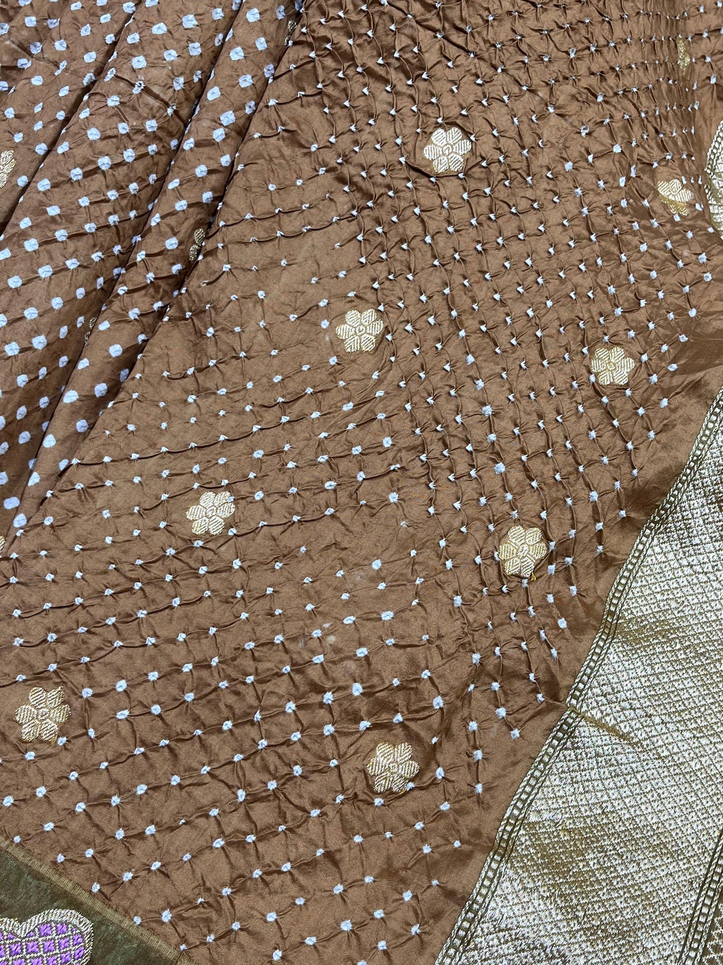 BROWN SILK PURE HANDLOOM BHANDEJ SAREE