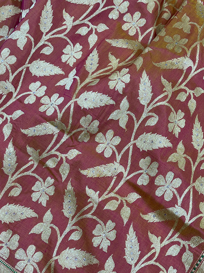 DUSTY ROSE SILK PURE HANDLOOM BANARASI SAREE