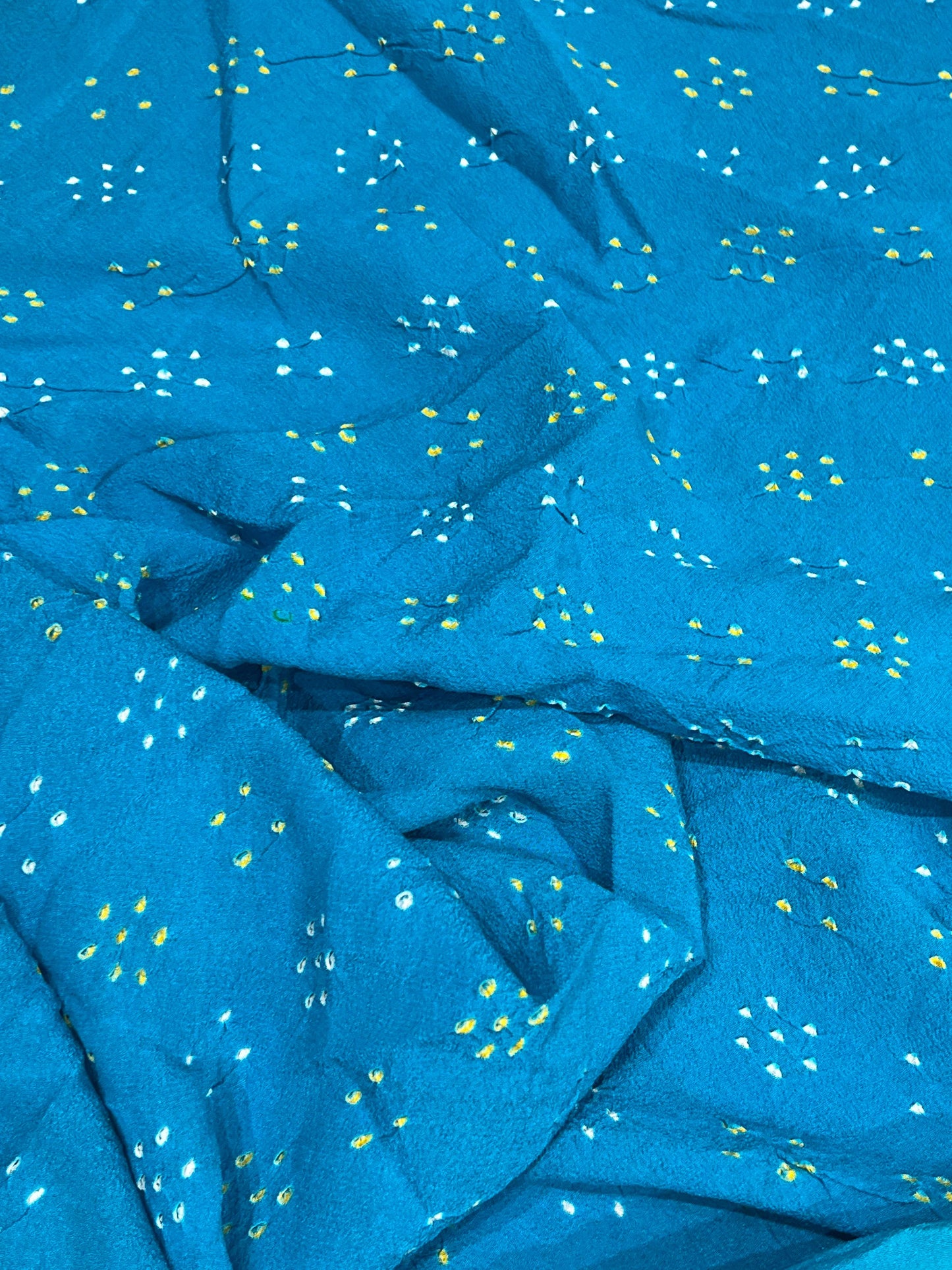 TURQUOISE BLUE GEORGETTE PURE HANDLOOM BHANDEJ SAREE