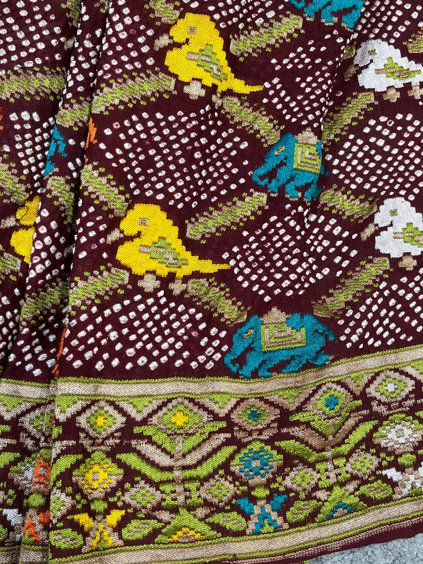 MAROON GEORGETTE PURE HANDLOOM BHANDEJ SAREE